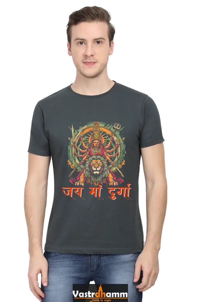Maa Durga Victory Round Neck Half Sleeve Classic T-Shirts for Men Vastrdhamm