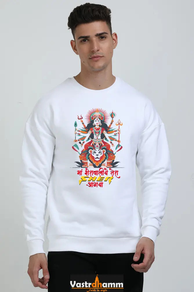 Maa Durga Warrior Oversized Sweatshirt T-Shirts for Men Vastrdhamm