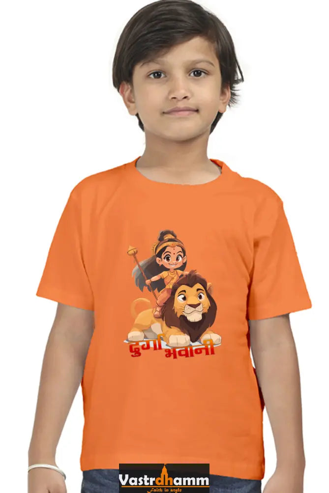 Maa Durga Warrior Round Neck Half Sleeve Classic T-Shirts for Boy Vastrdhamm