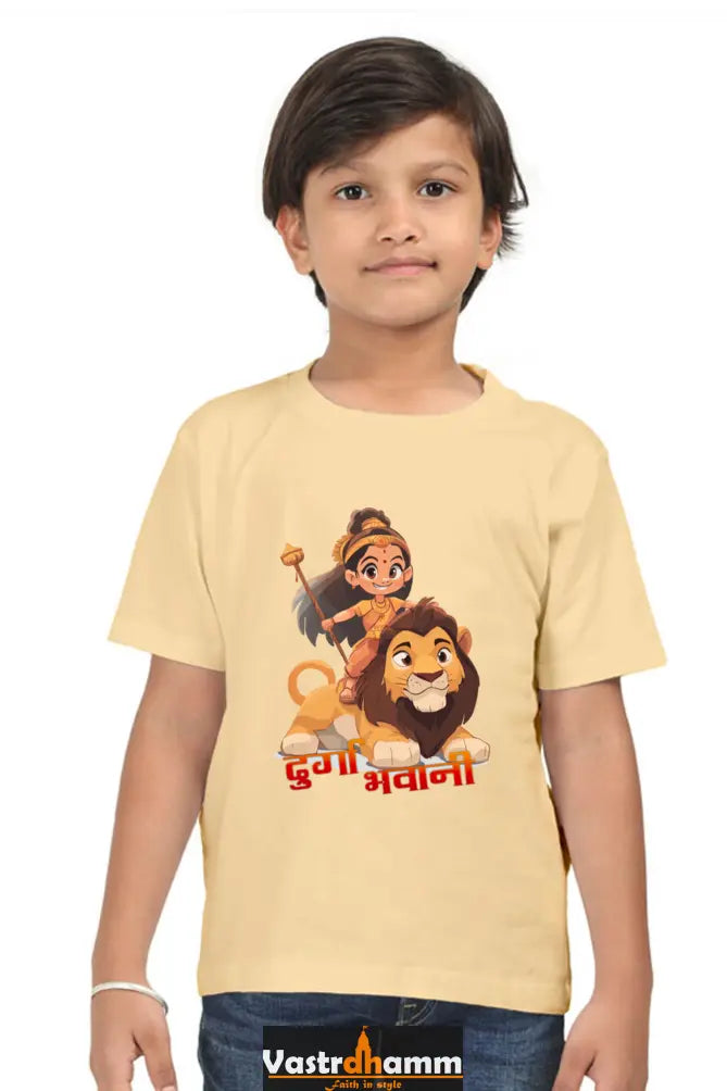 Maa Durga Warrior Round Neck Half Sleeve Classic T-Shirts for Boy Vastrdhamm