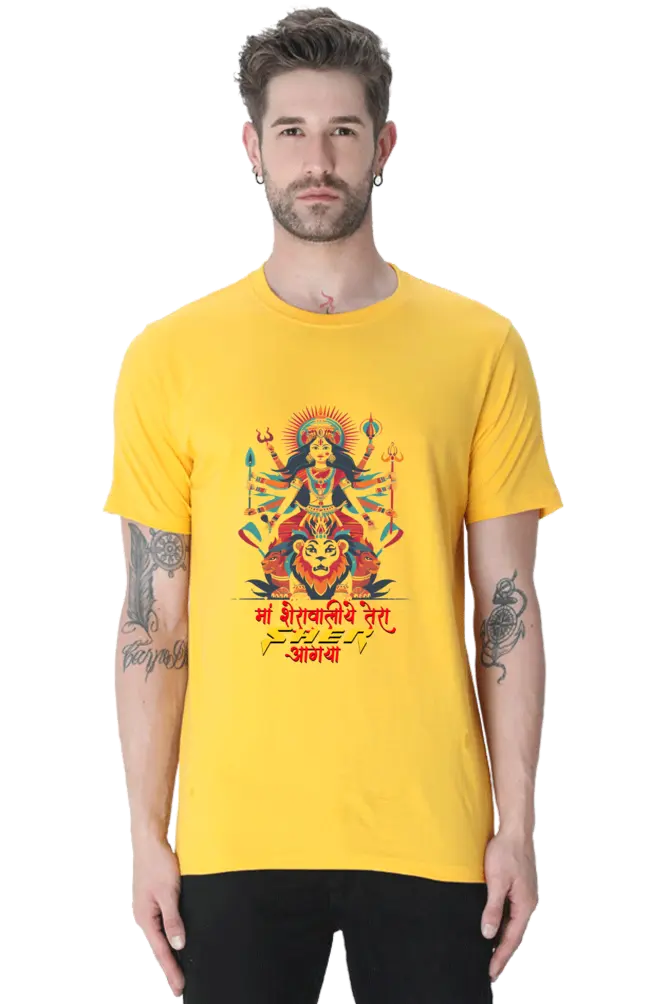 Maa Durga Warrior Round Neck Half Sleeve Classic T-Shirts for Men Vastrdhamm