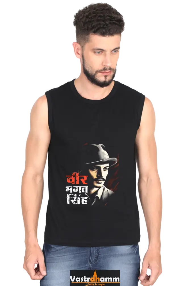 National Hero Round Neck Sleeveless T-Shirts for Men Vastrdhamm