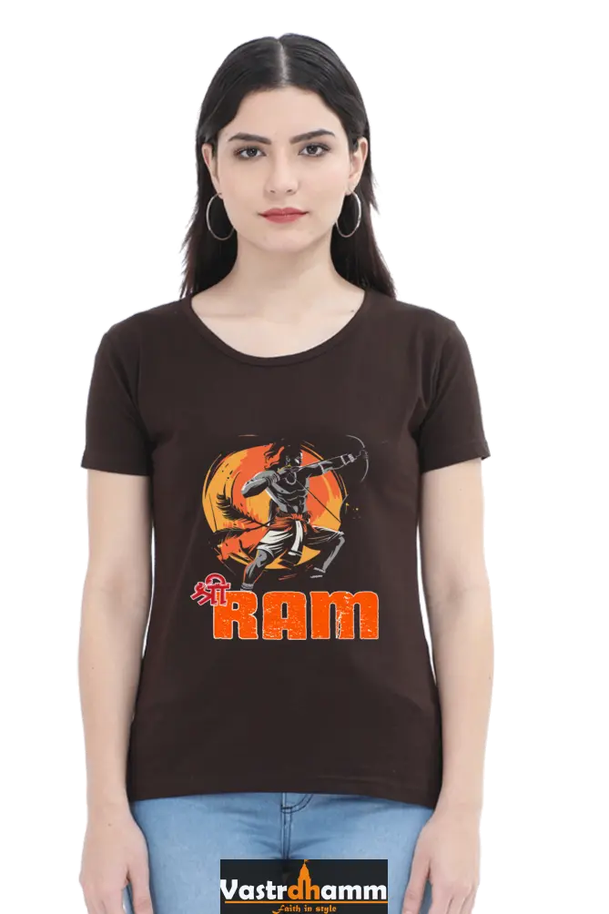 Ram Ji Ayodhya Pride Round Neck Half Sleeve Classic T-Shirts for Women Vastrdhamm
