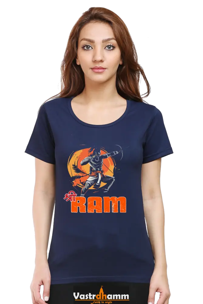 Ram Ji Ayodhya Pride Round Neck Half Sleeve Classic T-Shirts for Women Vastrdhamm