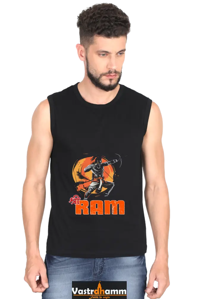 Ram Ji Ayodhya Pride Round Neck Sleeveless T-Shirts for Men Vastrdhamm