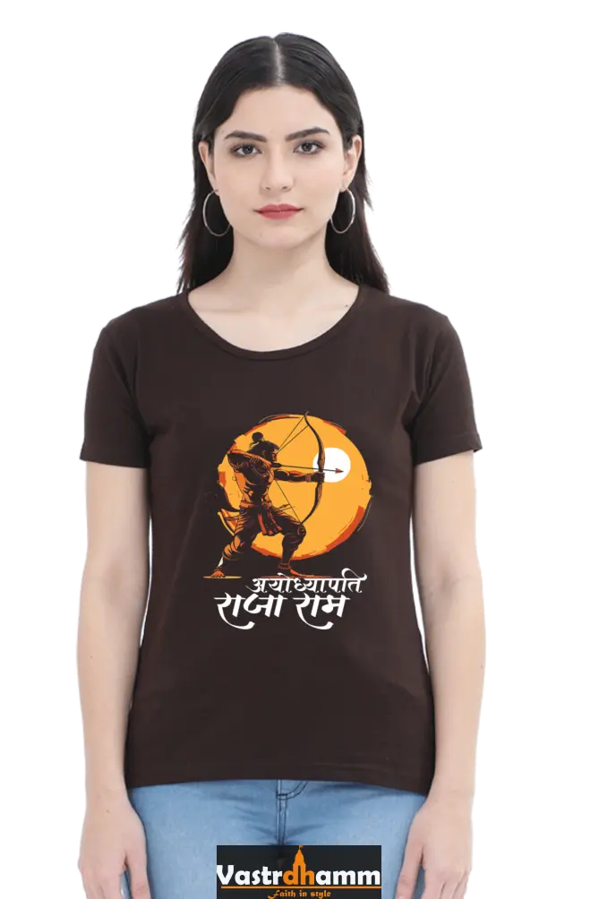 Ram Ji Bhakti Round Neck Half Sleeve Classic T-Shirts for Women Vastrdhamm