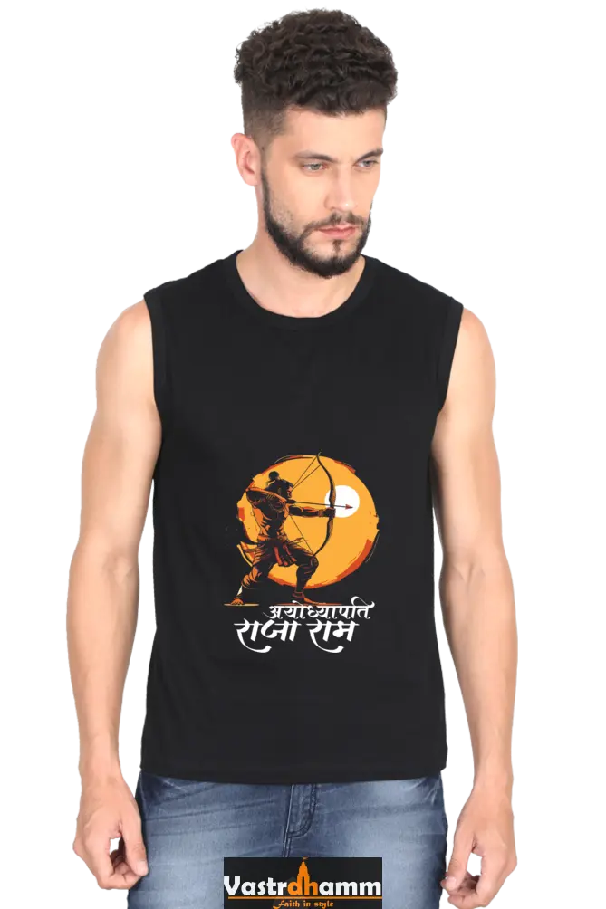Ram Ji Bhakti Round Neck Sleeveless T-Shirts for Men Vastrdhamm
