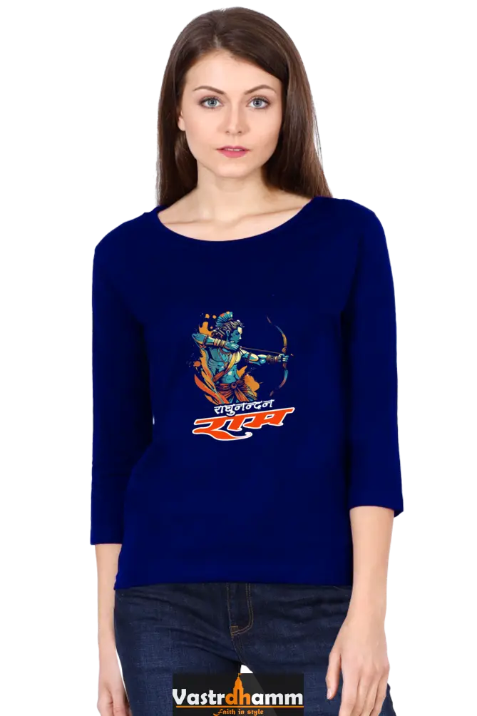 Ram Ji Cosmic Bow Round Neck Full Sleeve T-Shirts for Women Vastrdhamm