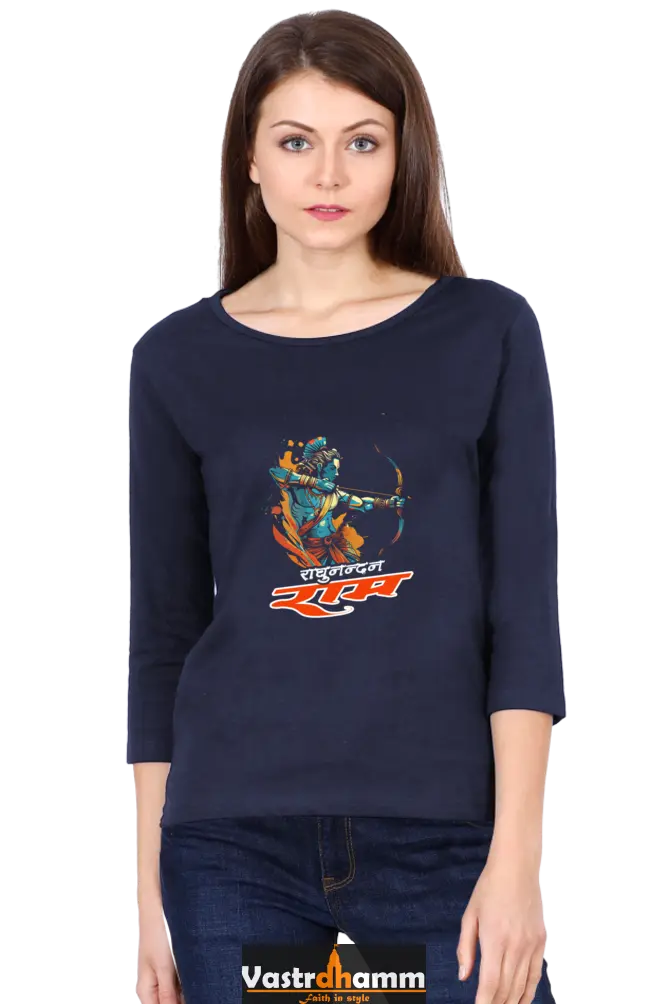 Ram Ji Cosmic Bow Round Neck Full Sleeve T-Shirts for Women Vastrdhamm