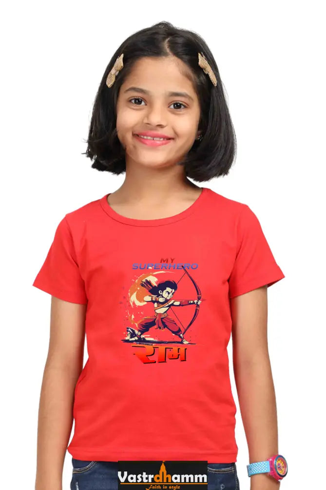 Ram Ji Devotion Round Neck Half Sleeve Classic T-Shirts for Girl Vastrdhamm