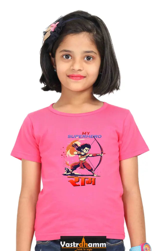 Ram Ji Devotion Round Neck Half Sleeve Classic T-Shirts for Girl Vastrdhamm
