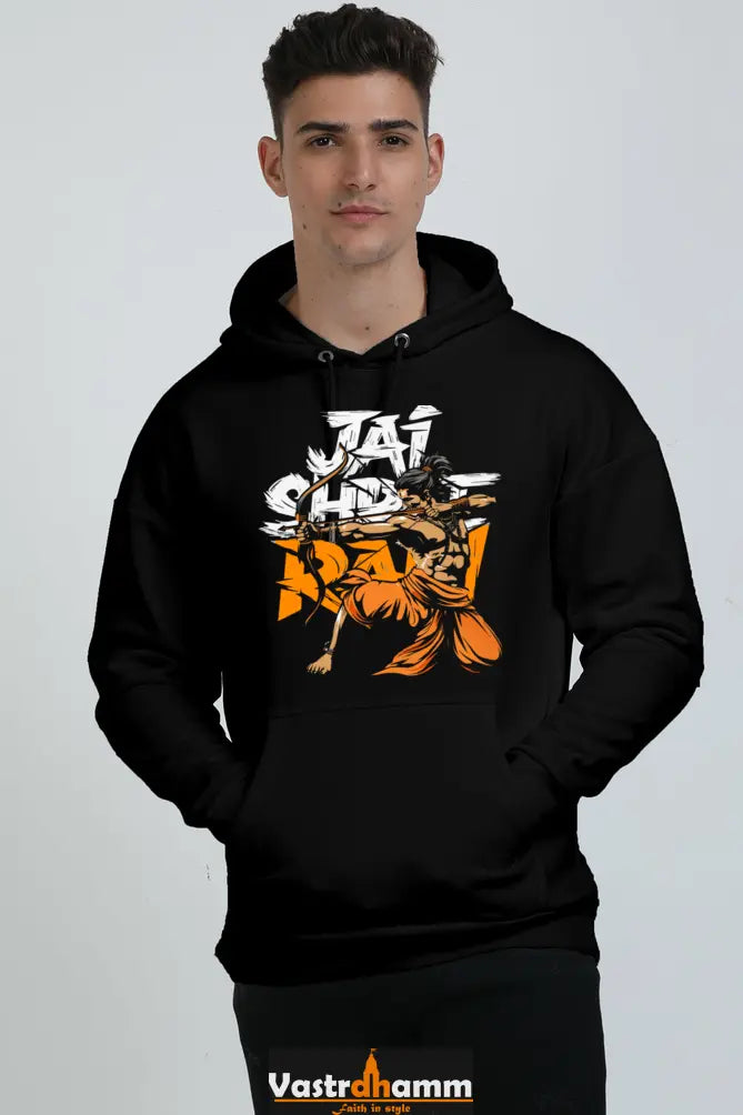 Ram Ji Dharma Protector Oversized Hooded Sweatshirt T-Shirts for Men Vastrdhamm