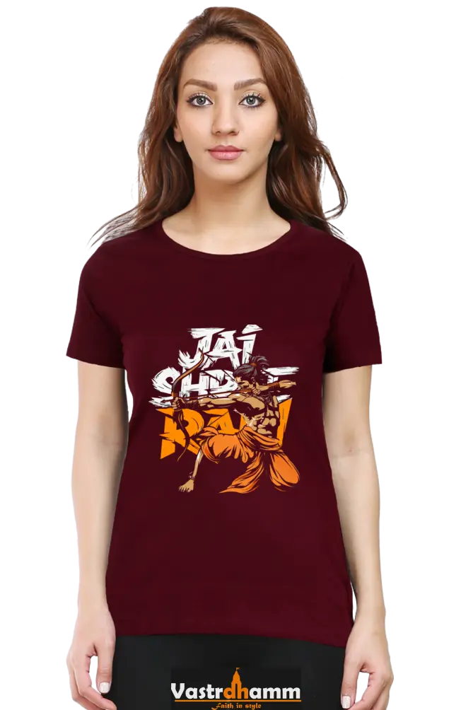 Ram Ji Dharma Protector Round Neck Half Sleeve Classic T-Shirts for Women Vastrdhamm