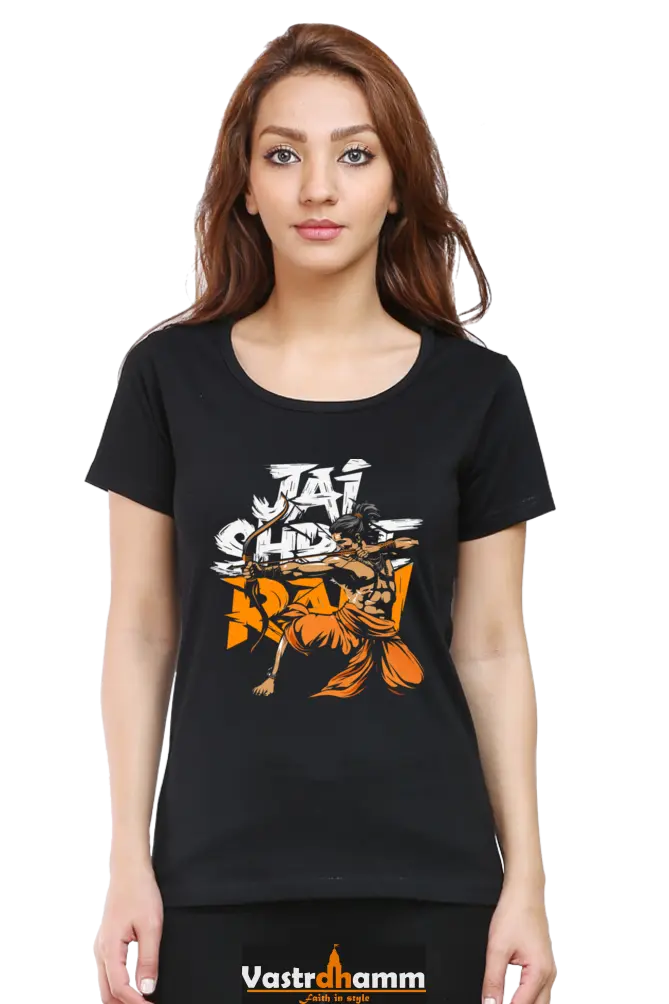 Ram Ji Dharma Protector Round Neck Half Sleeve Classic T-Shirts for Women Vastrdhamm