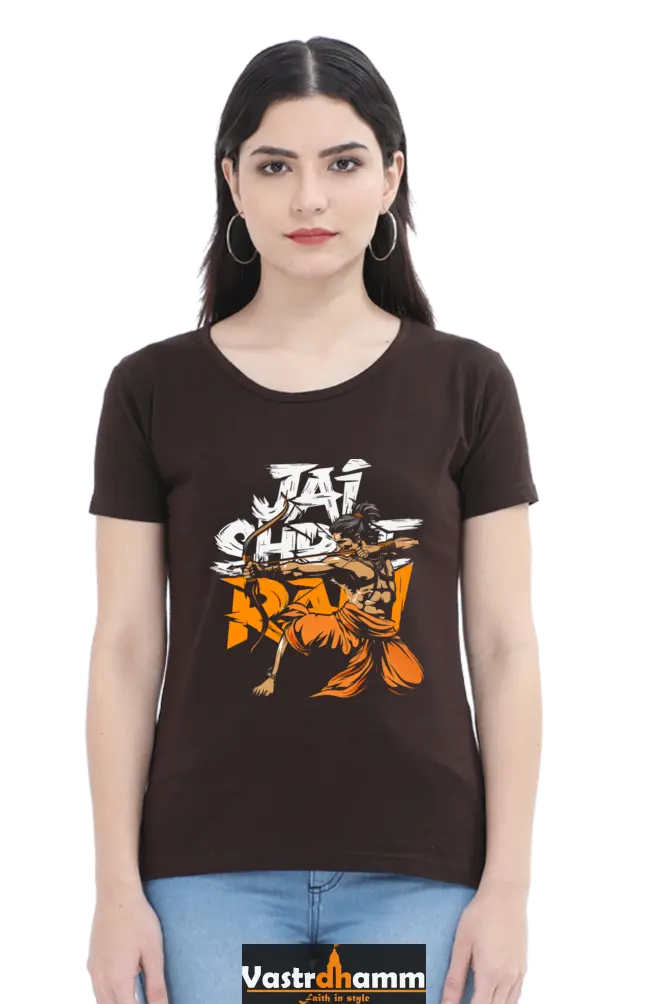 Ram Ji Dharma Protector Round Neck Half Sleeve Classic T-Shirts for Women Vastrdhamm