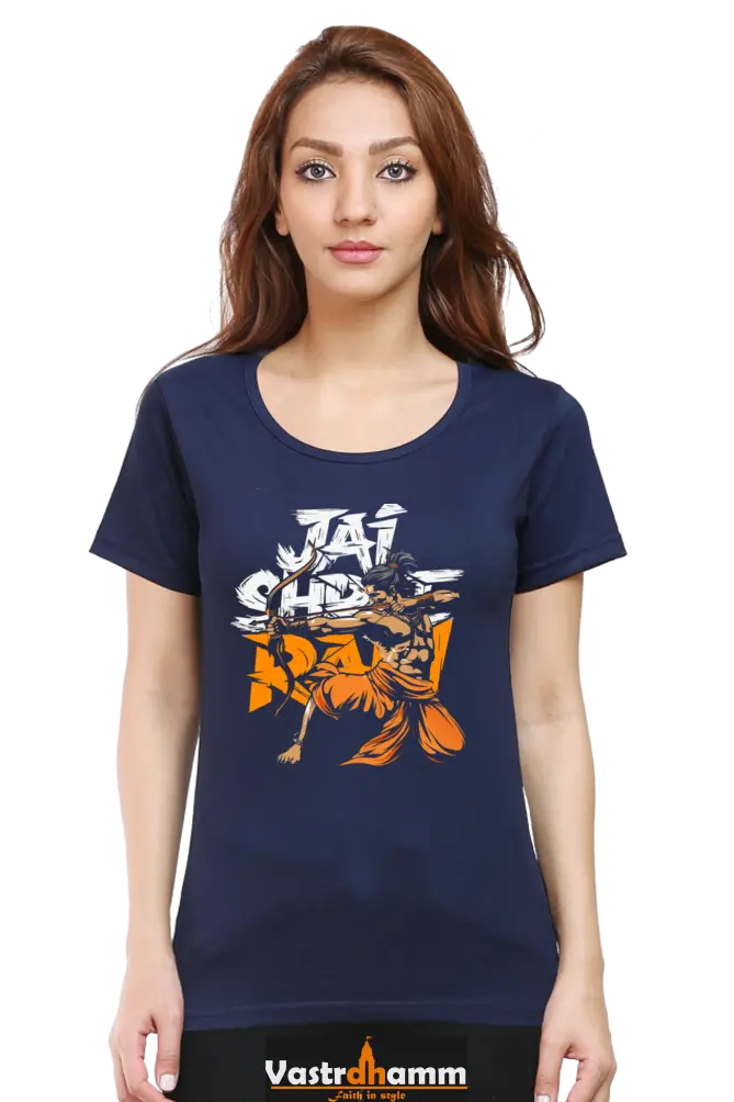 Ram Ji Dharma Protector Round Neck Half Sleeve Classic T-Shirts for Women Vastrdhamm