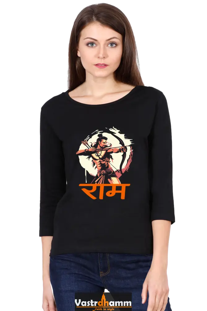 Ram Ji Divine Grace Round Neck Full Sleeve T-Shirts for Women Vastrdhamm