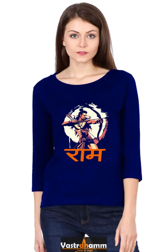 Ram Ji Divine Grace Round Neck Full Sleeve T-Shirts for Women Vastrdhamm