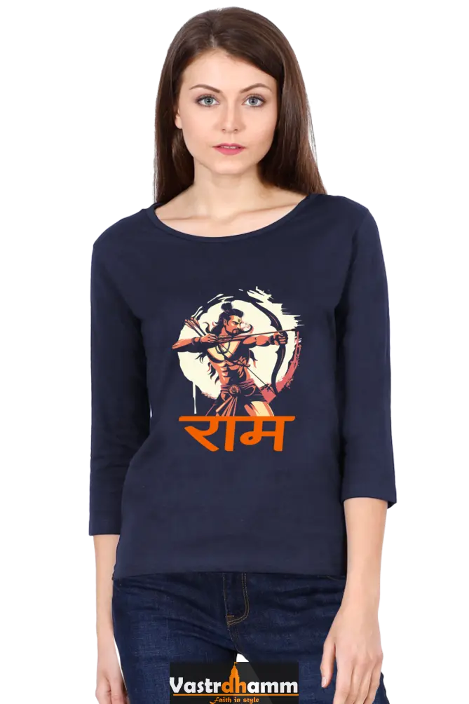 Ram Ji Divine Grace Round Neck Full Sleeve T-Shirts for Women Vastrdhamm