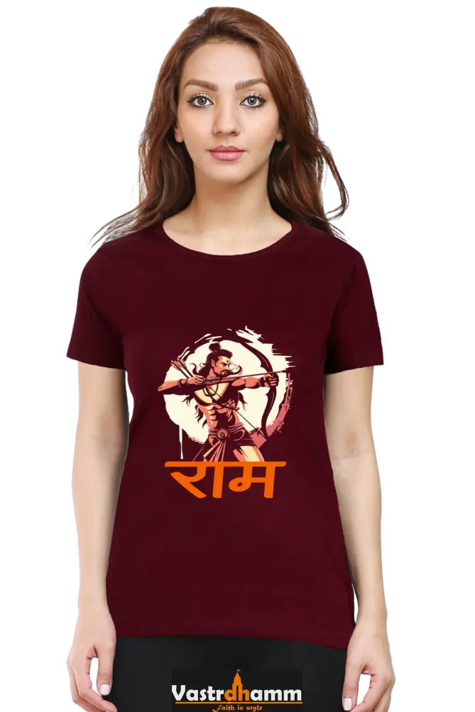 Ram Ji Divine Grace Round Neck Half Sleeve Classic T-Shirts for Women Vastrdhamm