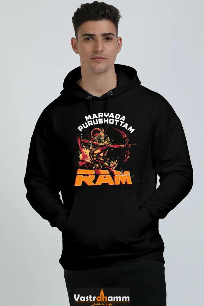 Ram Ji Divine Protector Oversized Hooded Sweatshirt T-Shirts for Men Vastrdhamm