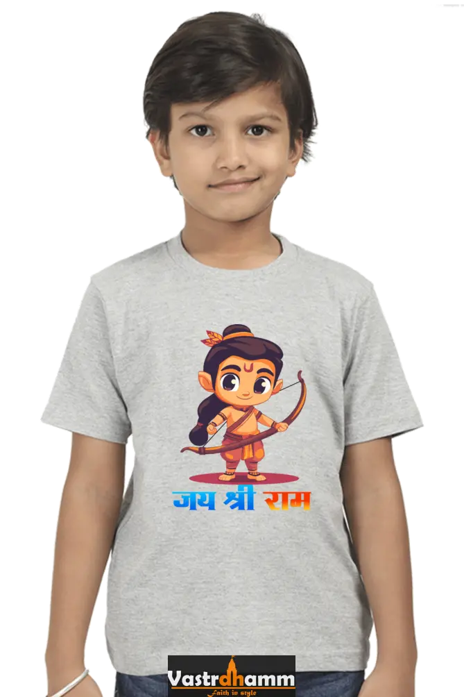 Ram Ji Divine Protector Round Neck Half Sleeve Classic T-Shirts for Boy Vastrdhamm