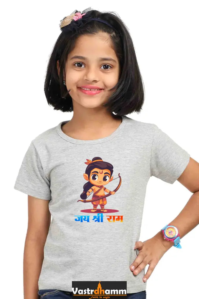 Ram Ji Divine Protector Round Neck Half Sleeve Classic T-Shirts for Girl Vastrdhamm