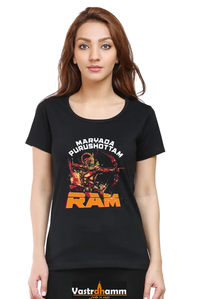 Ram Ji Divine Protector Round Neck Half Sleeve Classic T-Shirts for Women Vastrdhamm
