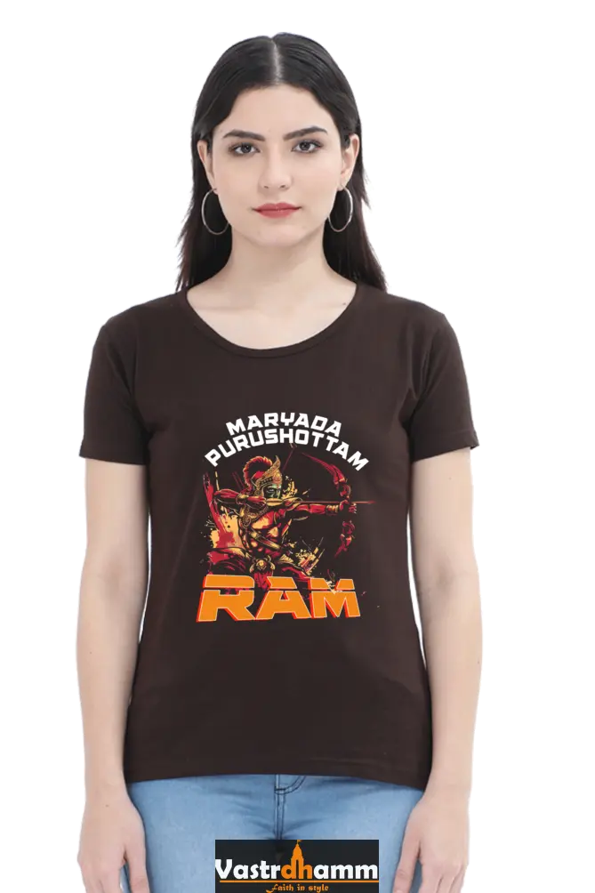 Ram Ji Divine Protector Round Neck Half Sleeve Classic T-Shirts for Women Vastrdhamm