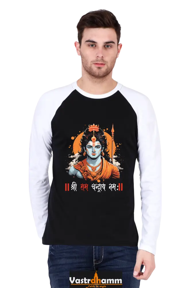 Ram Ji Divine Warrior Raglan Full Sleeve T-Shirts for Men Vastrdhamm