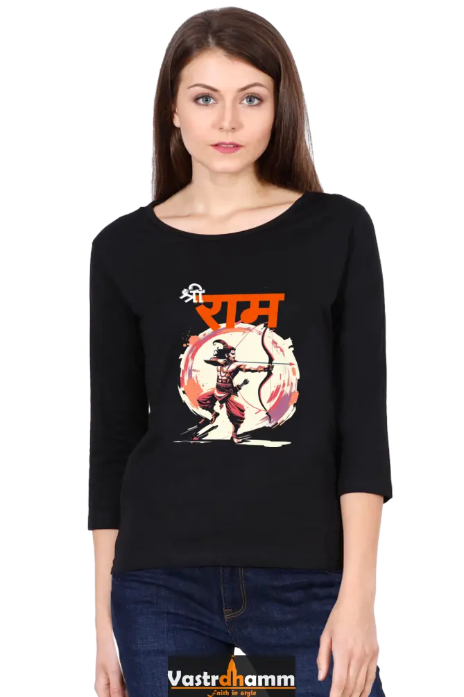 Ram Ji Eternal Dharma Round Neck Full Sleeve T-Shirts for Women Vastrdhamm