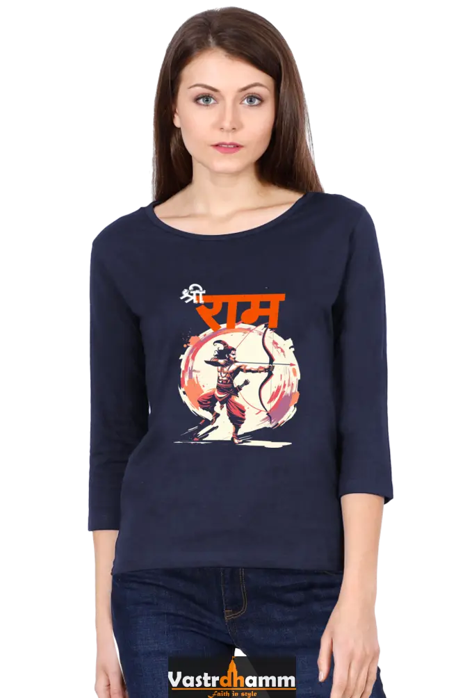 Ram Ji Eternal Dharma Round Neck Full Sleeve T-Shirts for Women Vastrdhamm