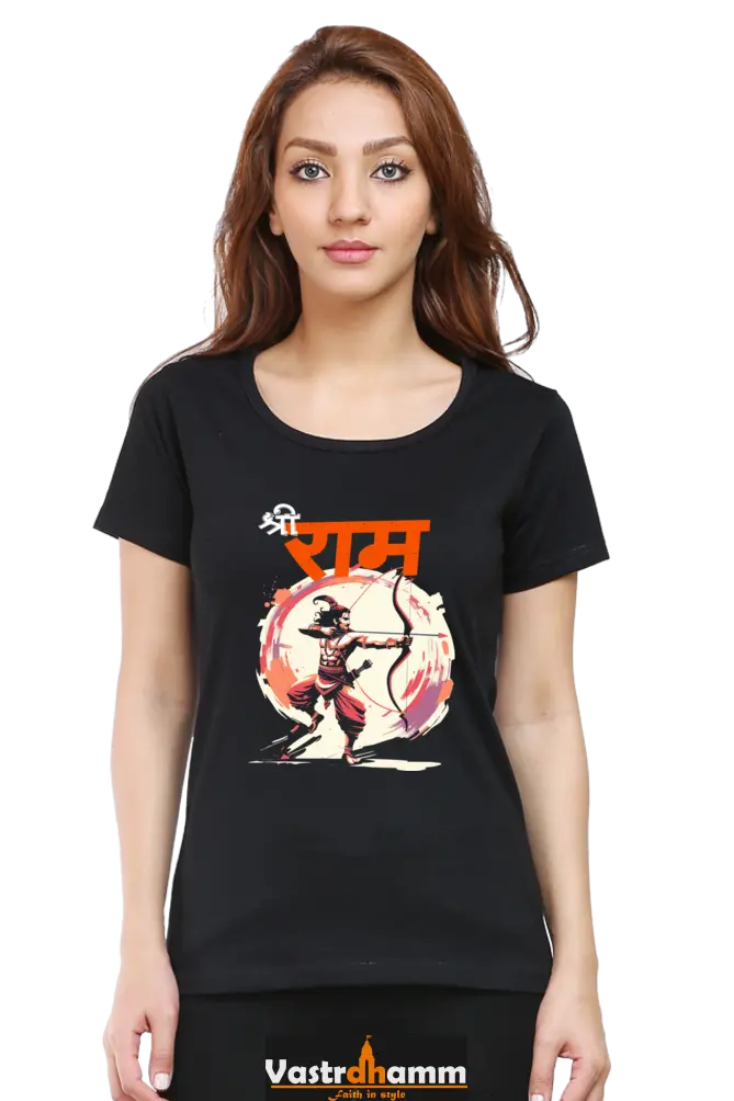 Ram Ji Eternal Dharma Round Neck Half Sleeve Classic T-Shirts for Women Vastrdhamm