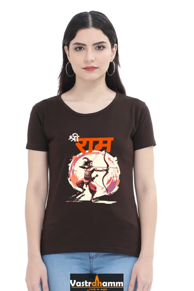 Ram Ji Eternal Dharma Round Neck Half Sleeve Classic T-Shirts for Women Vastrdhamm