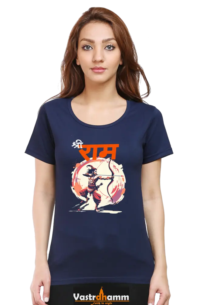 Ram Ji Eternal Dharma Round Neck Half Sleeve Classic T-Shirts for Women Vastrdhamm