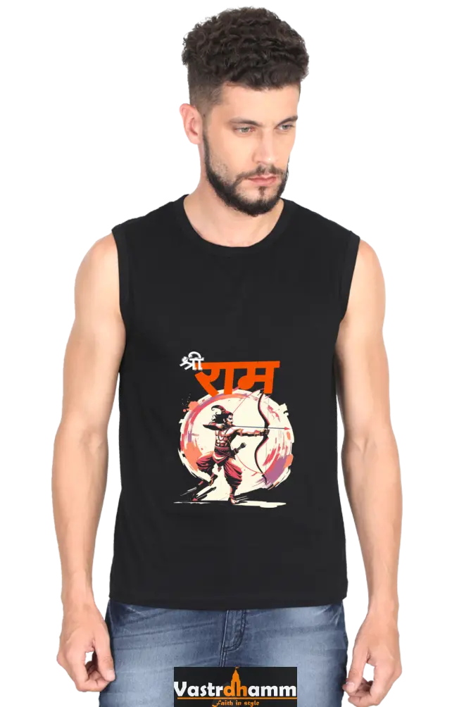 Ram Ji Eternal Dharma Round Neck Sleeveless T-Shirts for Men Vastrdhamm