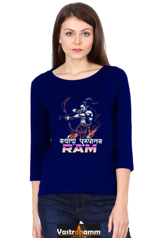Ram Ji Ramayana Legacy Round Neck Full Sleeve T-Shirts for Women Vastrdhamm