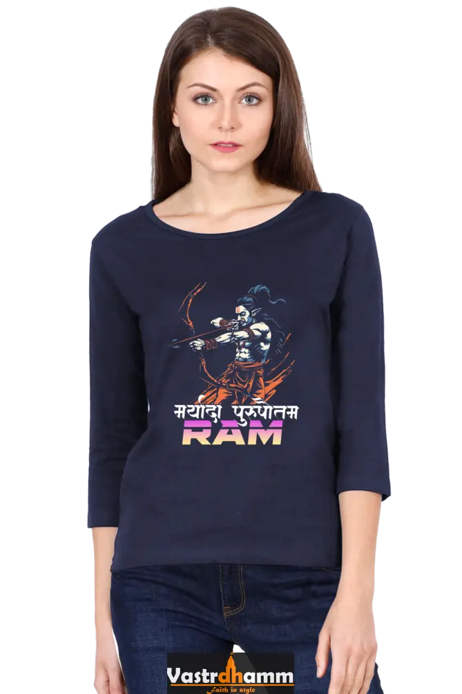 Ram Ji Ramayana Legacy Round Neck Full Sleeve T-Shirts for Women Vastrdhamm