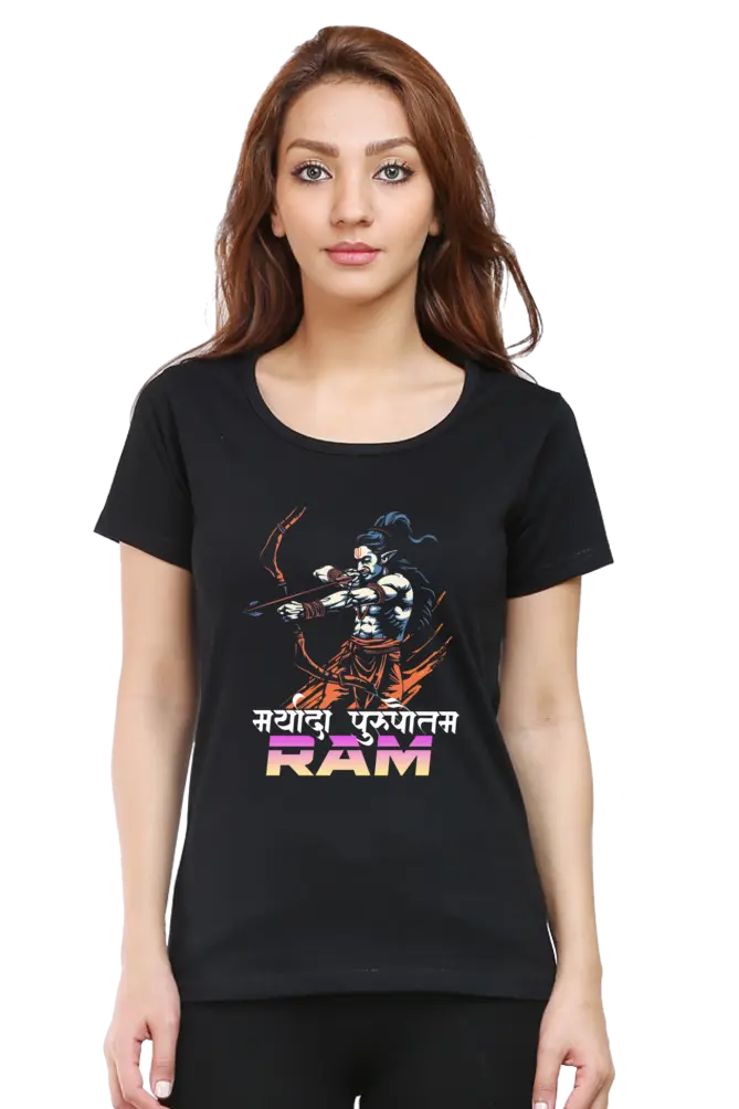 Ram Ji Ramayana Legacy Round Neck Half Sleeve Classic T-Shirts for Women Vastrdhamm