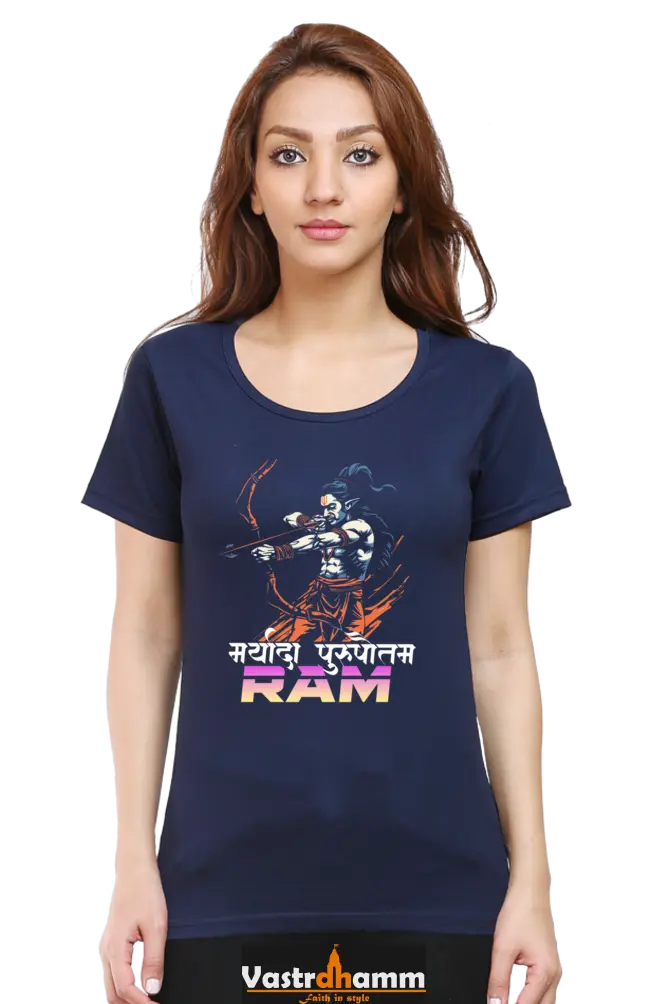 Ram Ji Ramayana Legacy Round Neck Half Sleeve Classic T-Shirts for Women Vastrdhamm