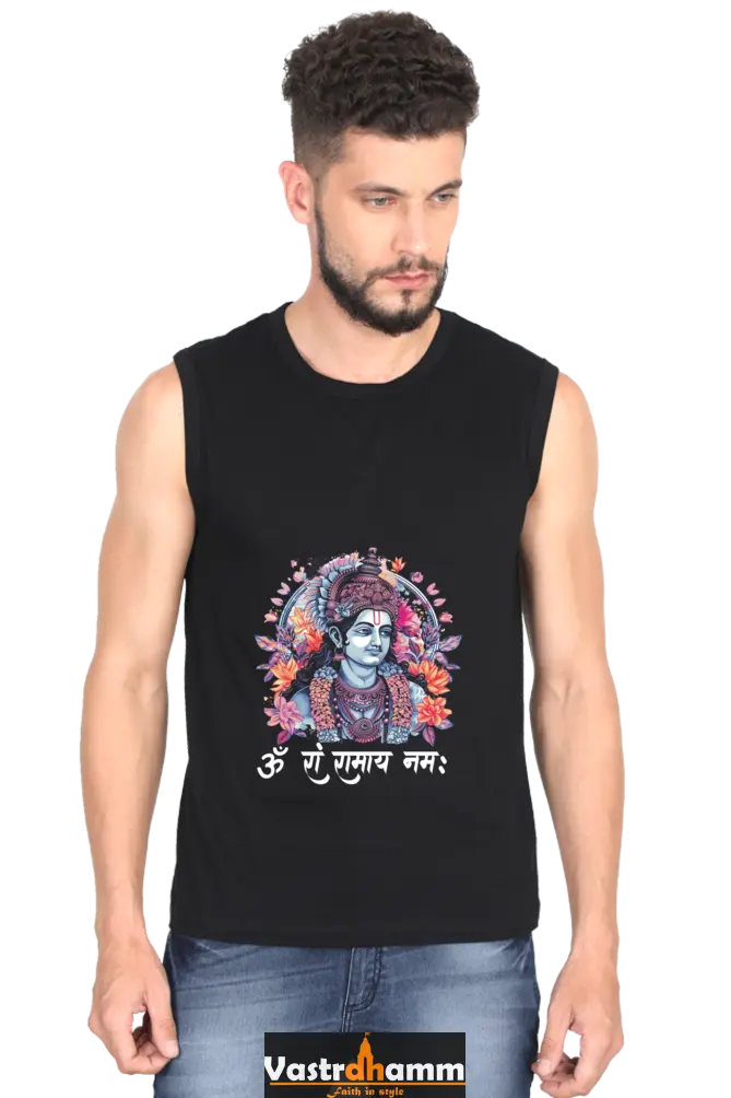 Ram Ji Righteous Path Round Neck Sleeveless T-Shirts for Men Vastrdhamm