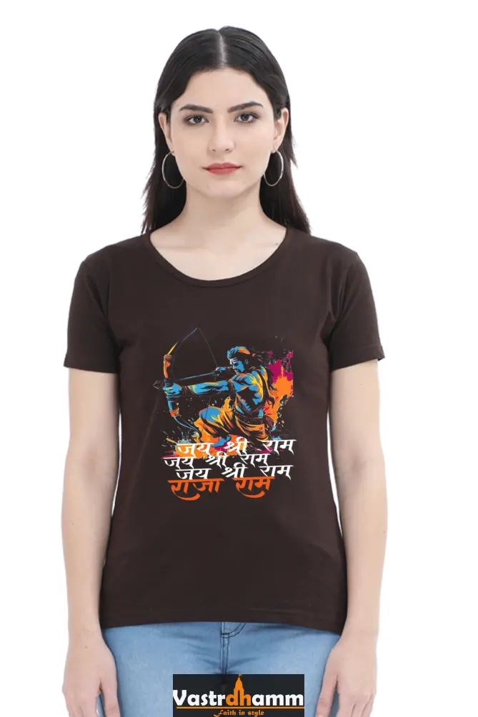 Ram Ji Sita Ram Round Neck Half Sleeve Classic T-Shirts for Women Vastrdhamm