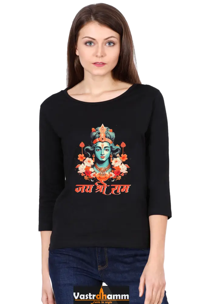 Ram Ji Vanvasi Round Neck Full Sleeve T-Shirts for Women Vastrdhamm