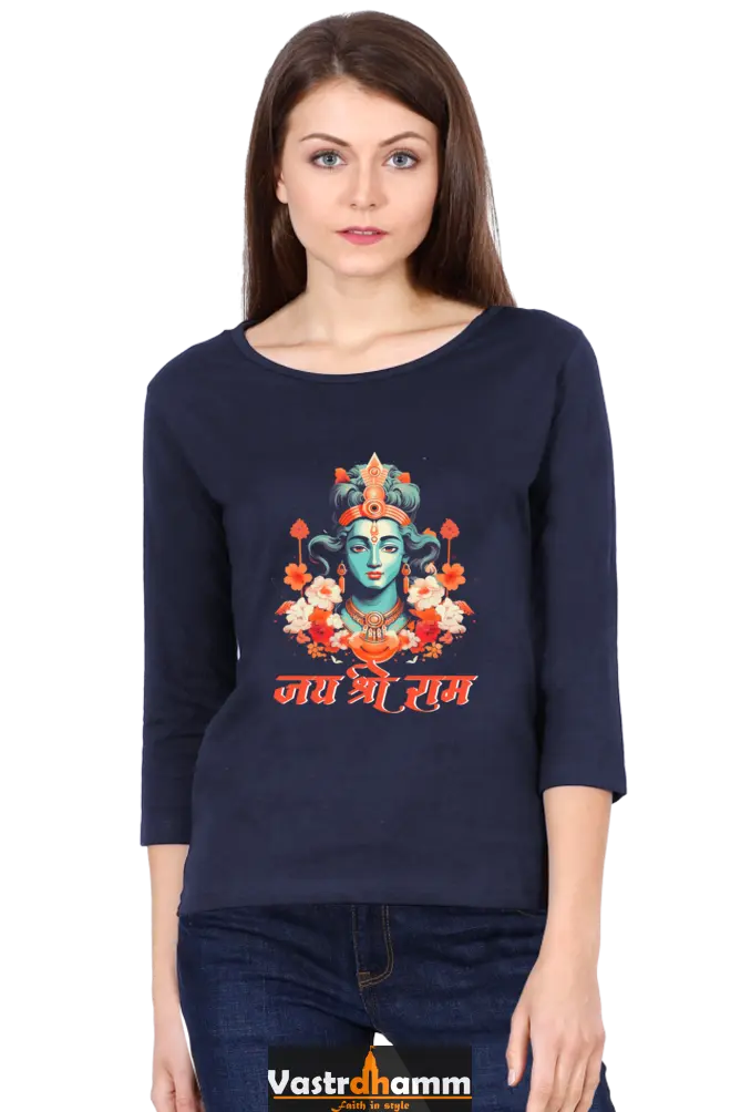 Ram Ji Vanvasi Round Neck Full Sleeve T-Shirts for Women Vastrdhamm