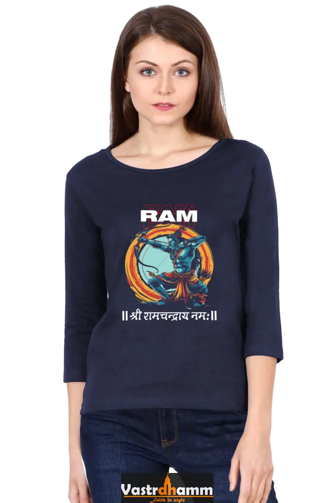 Ram Ji Victory Round Neck Full Sleeve T-Shirts for Women Vastrdhamm