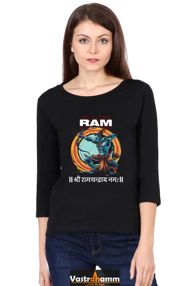 Ram Ji Victory Round Neck Full Sleeve T-Shirts for Women Vastrdhamm