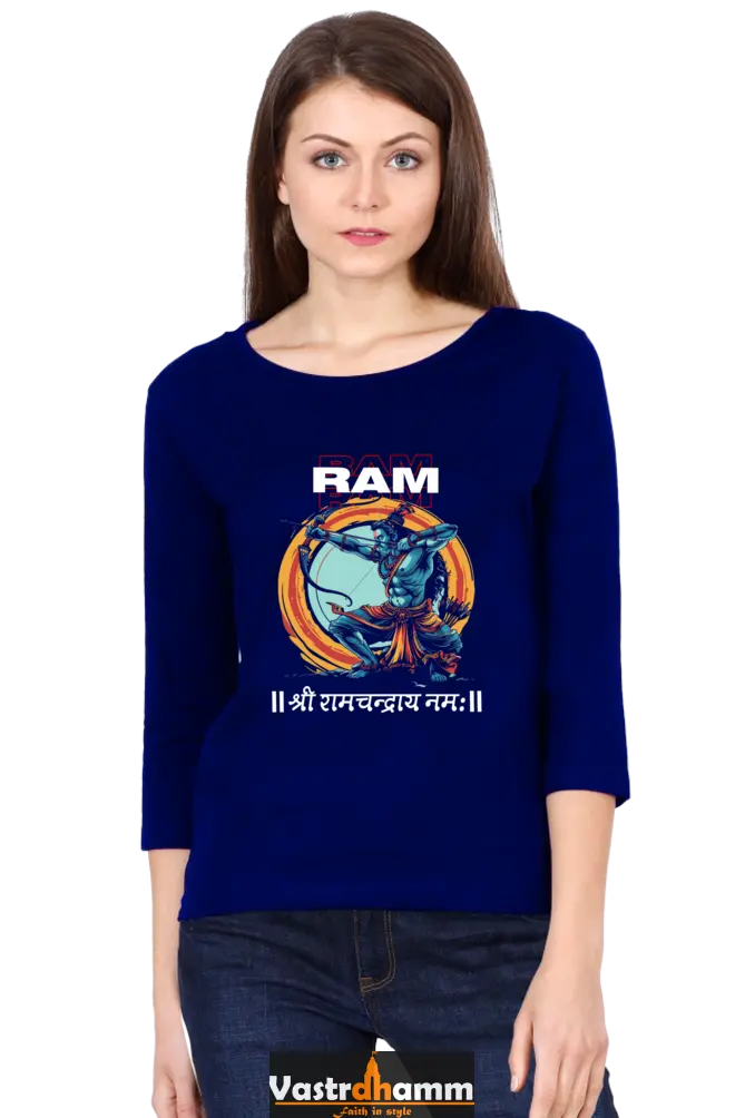 Ram Ji Victory Round Neck Full Sleeve T-Shirts for Women Vastrdhamm
