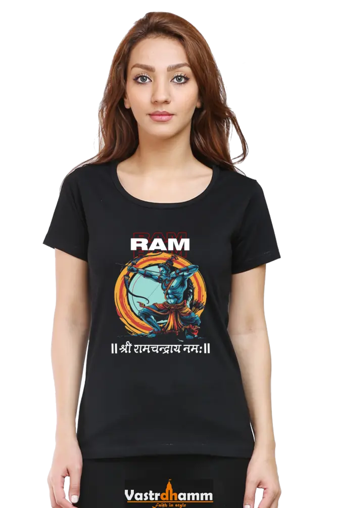 Ram Ji Victory Round Neck Half Sleeve Classic T-Shirts for Women Vastrdhamm