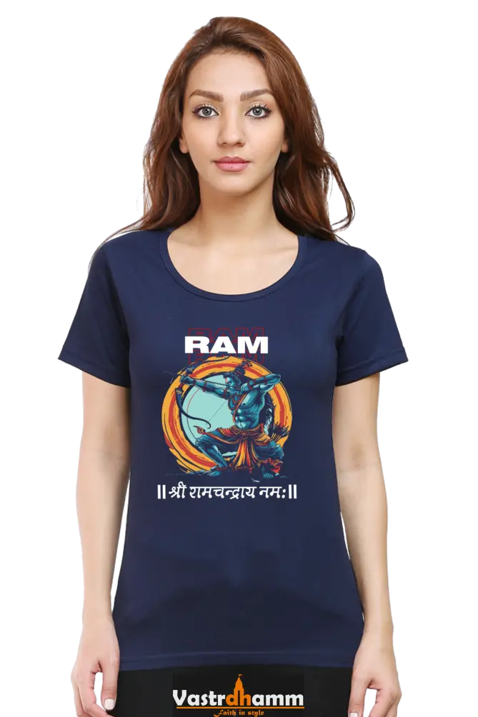 Ram Ji Victory Round Neck Half Sleeve Classic T-Shirts for Women Vastrdhamm
