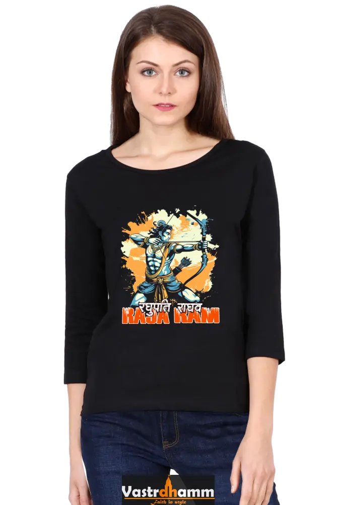 Ram Ji Warrior Spirit Round Neck Full Sleeve T-Shirts for Women Vastrdhamm